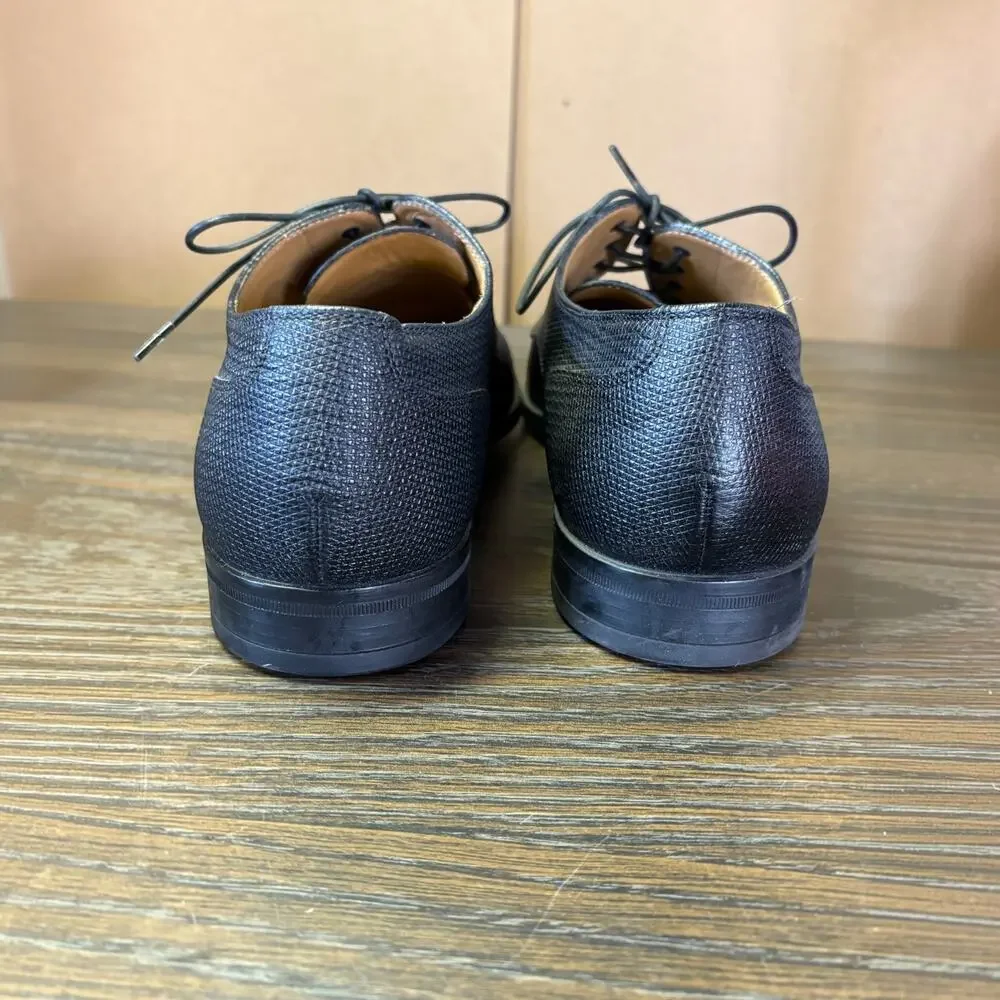 Boss Hugo Boss Leather Derby Dress Shoes US 7 Mens Black Lace Up Made in Italy